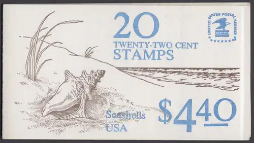 USA Michel 1741-1745 / Scott 2121a postfrisch Markenheftchen(20) - Tiere: Meeresschnecken und -muscheln
