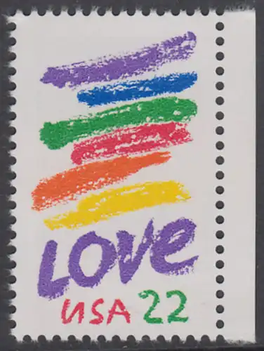 USA Michel 1746 / Scott 2143 postfrisch EINZELMARKE RAND rechts - Grußmarke: Striche, Love