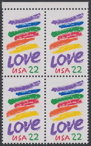 USA Michel 1746 / Scott 2143 postfrisch BLOCK RÄNDER oben (a1) - Grußmarke: Striche, Love