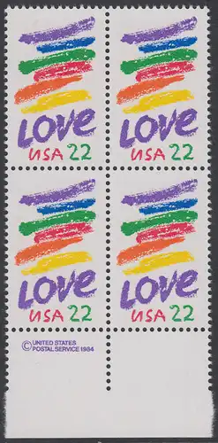 USA Michel 1746 / Scott 2143 postfrisch BLOCK RÄNDER unten m/ copyright symbol - Grußmarke: Striche, Love
