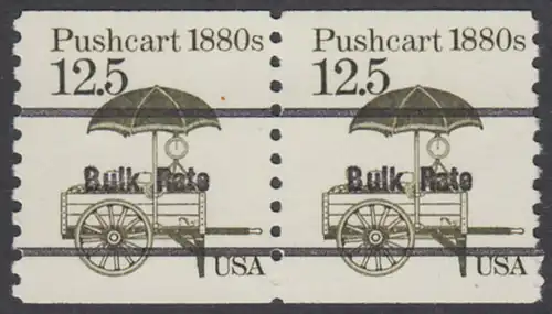 USA Michel 1748 / Scott 2133 postfrisch horiz.PAAR precancelled (a01) - Fahrzeuge: Handkarren