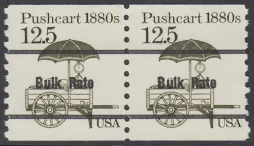USA Michel 1748 / Scott 2133 postfrisch horiz.PAAR precancelled (a03) - Fahrzeuge: Handkarren