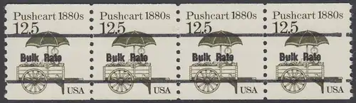 USA Michel 1748 / Scott 2133 postfrisch horiz.STRIP(4) precancelled (a01) - Fahrzeuge: Handkarren