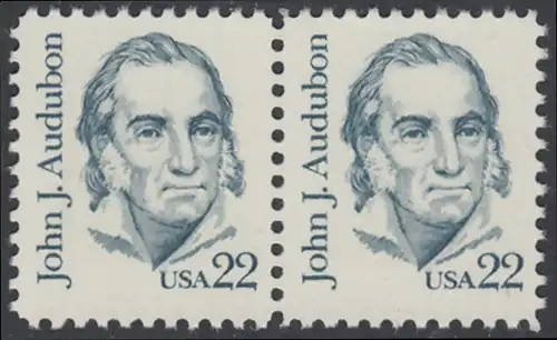 USA Michel 1749 / Scott 1863 postfrisch horiz.PAAR - Amerikanische Persönlichkeiten: John James Audubon (1785-1851), Zeichner