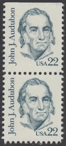 USA Michel 1749 / Scott 1863 postfrisch vert.PAAR (oben ungezähnt) - Amerikanische Persönlichkeiten: John James Audubon (1785-1851), Zeichner