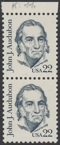 USA Michel 1749 / Scott 1863 postfrisch vert.PAAR RAND oben - Amerikanische Persönlichkeiten: John James Audubon (1785-1851), Zeichner