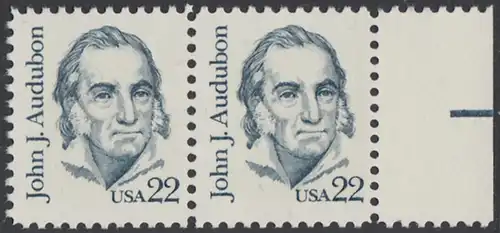USA Michel 1749 / Scott 1863 postfrisch horiz.PAAR RAND rechts - Amerikanische Persönlichkeiten: John James Audubon (1785-1851), Zeichner