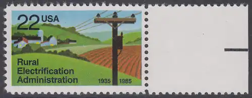 USA Michel 1752 / Scott 2144 postfrisch EINZELMARKE RAND rechts - 50 Jahre Amt für die Elektrifizierung der ländlichen Gebiete