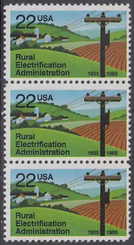 USA Michel 1752 / Scott 2144 postfrisch vert.STRIP(3) - 50 Jahre Amt für die Elektrifizierung der ländlichen Gebiete