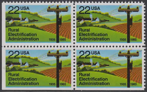 USA Michel 1752 / Scott 2144 postfrisch BLOCK (unten & links ungezähnt) - 50 Jahre Amt für die Elektrifizierung der ländlichen Gebiete