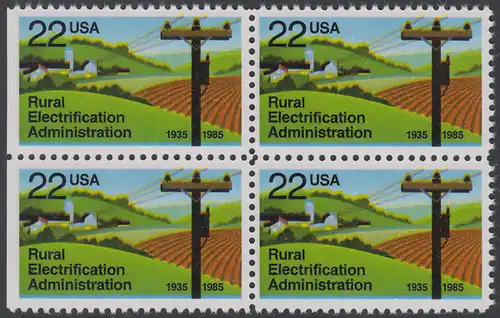 USA Michel 1752 / Scott 2144 postfrisch BLOCK (links ungezähnt) - 50 Jahre Amt für die Elektrifizierung der ländlichen Gebiete