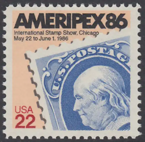 USA Michel 1753 / Scott 2145 postfrisch EINZELMARKE - Internationale Briefmarkenausstellung AMERIPEX 86, Chicago