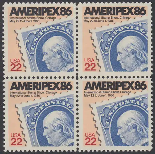 USA Michel 1753 / Scott 2145 postfrisch BLOCK - Internationale Briefmarkenausstellung AMERIPEX 86, Chicago