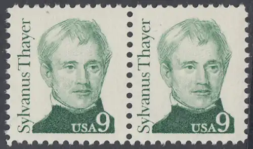 USA Michel 1754 / Scott 1852 postfrisch horiz.PAAR - Amerikanische Persönlichkeiten: Sylvanus Thayer (1785-1872), Erziehungsreformer