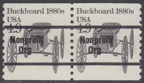 USA Michel 1758 / Scott 2124 postfrisch horiz.PAAR precancelled (a1) - Fahrzeuge: Kutsche