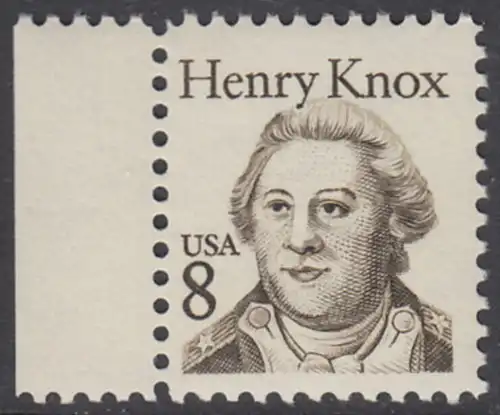 USA Michel 1760 / Scott 1851 postfrisch EINZELMARKE RAND links (a2) - Amerikanische Persönlichkeiten: General Henry Knox (1750-1806), Kriegsminister