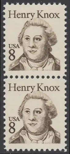 USA Michel 1760 / Scott 1851 postfrisch vert.PAAR - Amerikanische Persönlichkeiten: General Henry Knox (1750-1806), Kriegsminister