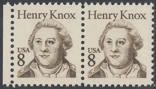 USA Michel 1760 / Scott 1851 postfrisch horiz.PAAR RAND links - Amerikanische Persönlichkeiten: General Henry Knox (1750-1806), Kriegsminister