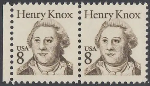 USA Michel 1760 / Scott 1851 postfrisch horiz.PAAR RAND links (a1) - Amerikanische Persönlichkeiten: General Henry Knox (1750-1806), Kriegsminister