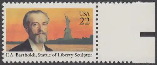 USA Michel 1761 / Scott 2147 postfrisch EINZELMARKE RAND rechts (a2) - Auguste Bartholdi, französischer Bildhauer; Freiheitsstatue