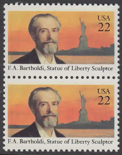 USA Michel 1761 / Scott 2147 postfrisch vert.PAAR - Auguste Bartholdi, französischer Bildhauer; Freiheitsstatue