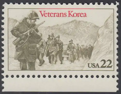 USA Michel 1762 / Scott 2152 postfrisch EINZELMARKE RAND unten - Veteranen des Koreakrieges: Patrouille