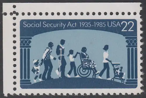USA Michel 1763 / Scott 2153 postfrisch EINZELMARKE ECKRAND oben links - 50 Jahre Sozialversicherungsgesetz