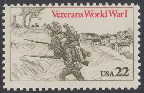 USA Michel 1765 / Scott 2154 postfrisch EINZELMARKE - Veteranen des 1. Weltkriegs: Vorgehende Schützenkette