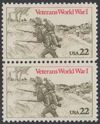 USA Michel 1765 / Scott 2154 postfrisch vert.PAAR - Veteranen des 1. Weltkriegs: Vorgehende Schützenkette