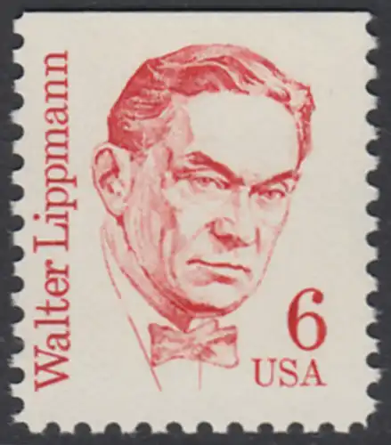 USA Michel 1766 / Scott 1849 postfrisch EINZELMARKE (oben ungezähnt) - Amerikanische Persönlichkeiten: Walter Lippmann (1889-1974), Journalist
