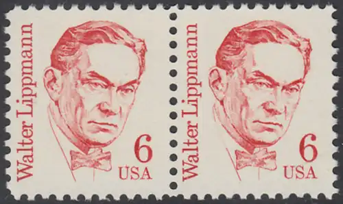 USA Michel 1766 / Scott 1849 postfrisch horiz.PAAR - Amerikanische Persönlichkeiten: Walter Lippmann (1889-1974), Journalist