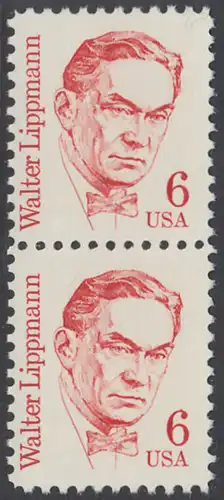 USA Michel 1766 / Scott 1849 postfrisch vert.PAAR - Amerikanische Persönlichkeiten: Walter Lippmann (1889-1974), Journalist