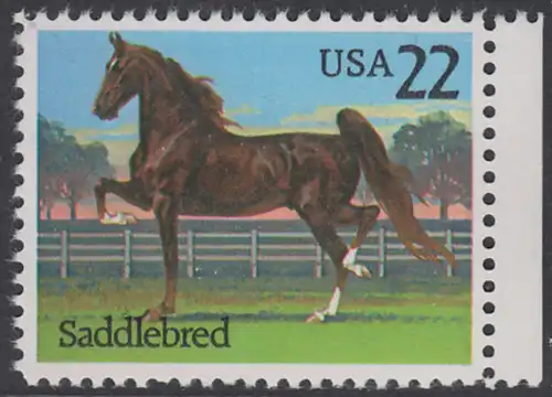 USA Michel 1769 / Scott 2157 postfrisch EINZELMARKE RAND rechts - Pferde: American Saddlebred