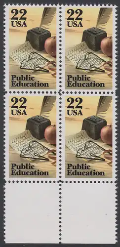 USA Michel 1771 / Scott 2159 postfrisch BLOCK RÄNDER unten (a2) - Öffentliches Schulwesen: Schreibfeder, Übungsblatt, Brille