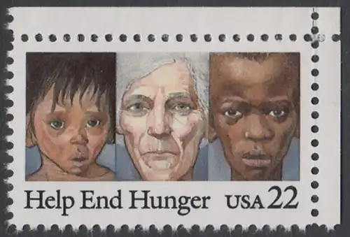 USA Michel 1776 / Scott 2164 postfrisch EINZELMARKE ECKRAND oben rechts - Kampf gegen den Hunger