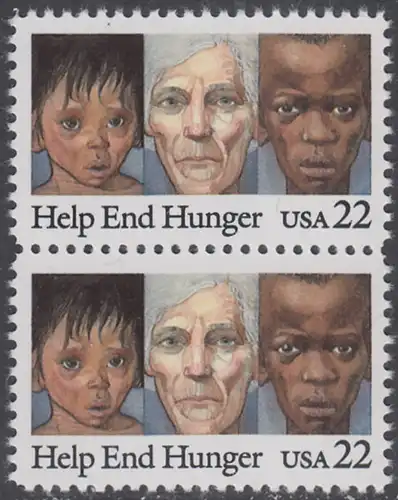 USA Michel 1776 / Scott 2164 postfrisch vert.PAAR - Kampf gegen den Hunger