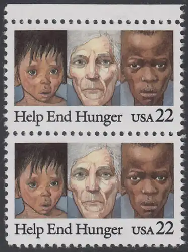 USA Michel 1776 / Scott 2164 postfrisch vert.PAAR RAND oben - Kampf gegen den Hunger