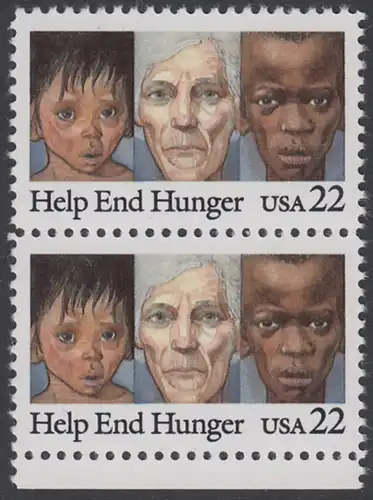 USA Michel 1776 / Scott 2164 postfrisch vert.PAAR RAND unten - Kampf gegen den Hunger