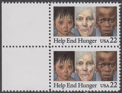 USA Michel 1776 / Scott 2164 postfrisch vert.PAAR RAND links - Kampf gegen den Hunger