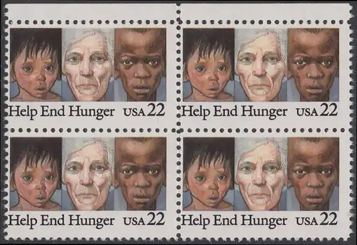 USA Michel 1776 / Scott 2164 postfrisch BLOCK RÄNDER oben - Kampf gegen den Hunger