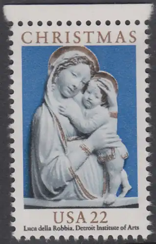 USA Michel 1778 / Scott 2165 postfrisch EINZELMARKE RAND oben - Weihnachten: Genua-Madonna