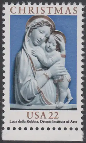USA Michel 1778 / Scott 2165 postfrisch EINZELMARKE RAND unten - Weihnachten: Genua-Madonna