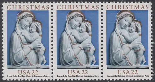 USA Michel 1778 / Scott 2165 postfrisch horiz.STRIP(3) - Weihnachten: Genua-Madonna