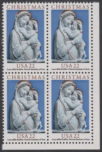 USA Michel 1778 / Scott 2165 postfrisch BLOCK ECKRAND unten rechts - Weihnachten: Genua-Madonna