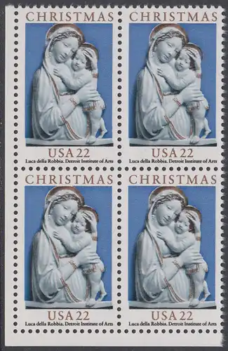 USA Michel 1778 / Scott 2165 postfrisch BLOCK ECKRAND unten links - Weihnachten: Genua-Madonna