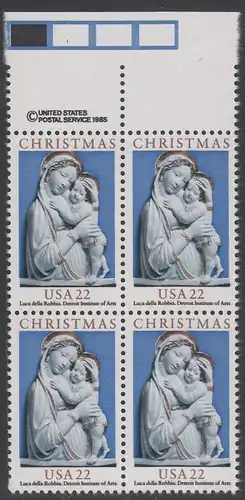 USA Michel 1778 / Scott 2165 postfrisch BLOCK RÄNDER oben m/ copyright symbol - Weihnachten: Genua-Madonna