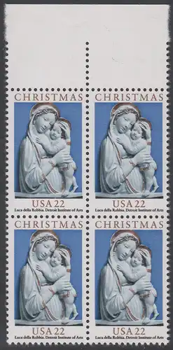 USA Michel 1778 / Scott 2165 postfrisch BLOCK RÄNDER oben (a1) - Weihnachten: Genua-Madonna