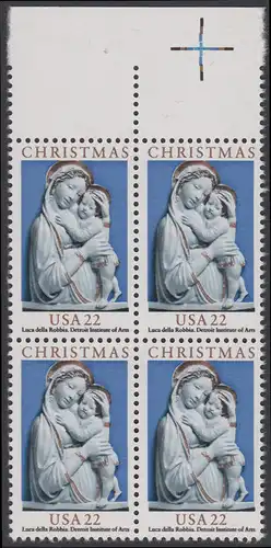 USA Michel 1778 / Scott 2165 postfrisch BLOCK RÄNDER oben (a2) - Weihnachten: Genua-Madonna