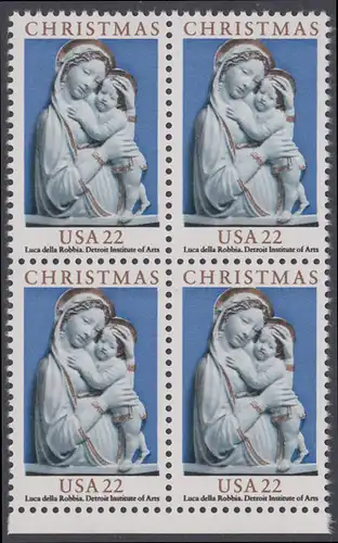 USA Michel 1778 / Scott 2165 postfrisch BLOCK RÄNDER unten - Weihnachten: Genua-Madonna