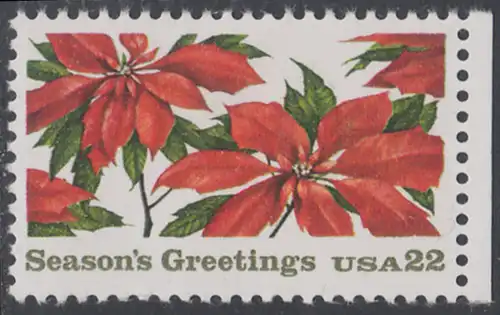 USA Michel 1779 / Scott 2166 postfrisch EINZELMARKE RAND rechts - Weihnachten: Poinsettia